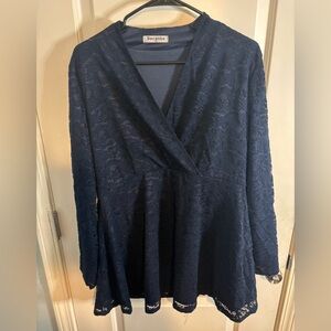 Becanbe Navy Lace Blouse size xl EUC